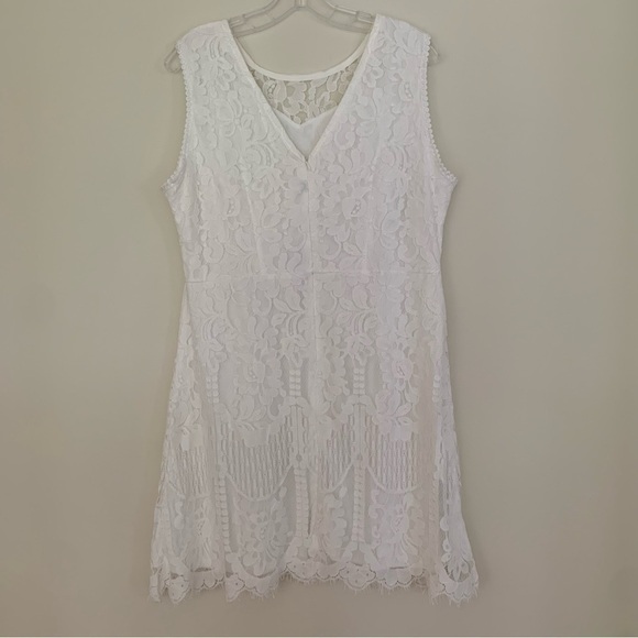Mslg Round Neck V-Back Wedding Guest Floral Lace A Line Dress NEW - Picture 9 of 14